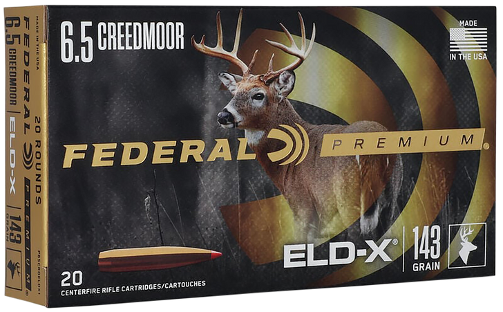 Federal 6.5 Creedmoor 143 Grain ELD-X - Rifle Ammo - 20RD Box - P65CRDELDX1
