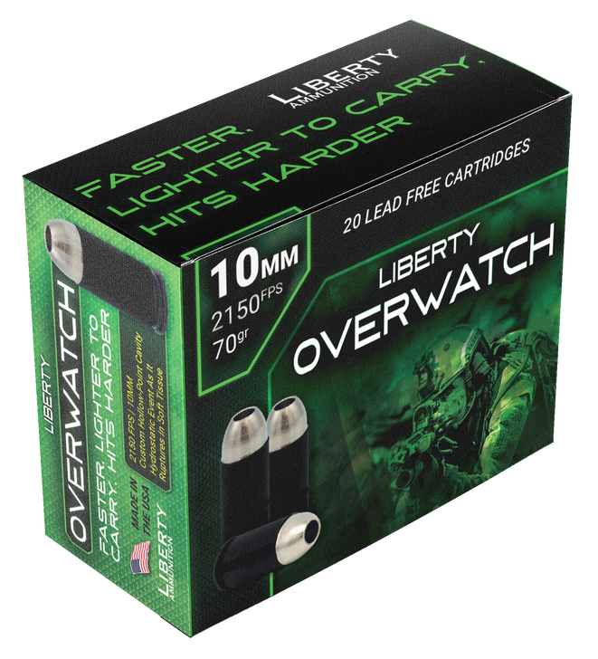 Liberty  -  OverWatch 10mm Auto 70grain Open Cavity Design - Nickel Brass - 20RD Box