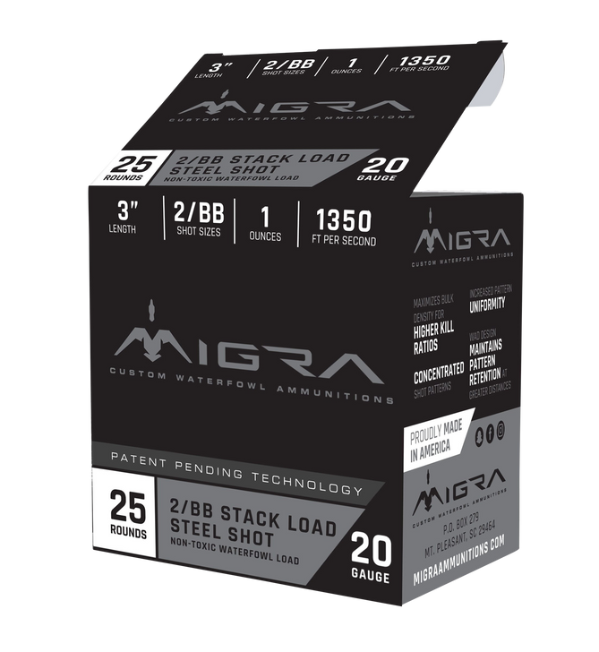 Migra Steel Shot Staxd Load 20 Gauge 1 Oz 3in - Shotgun Ammo - 25RD Box - M-20S4-6