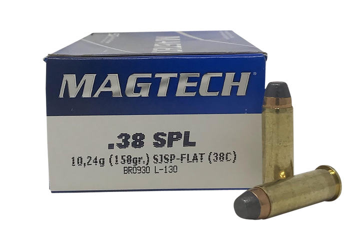 Magtech 38 Special 158 Grain Semi Jacketed Soft Point Flat Brass Cased - Pistol Ammo  -  50RD Box - 38C