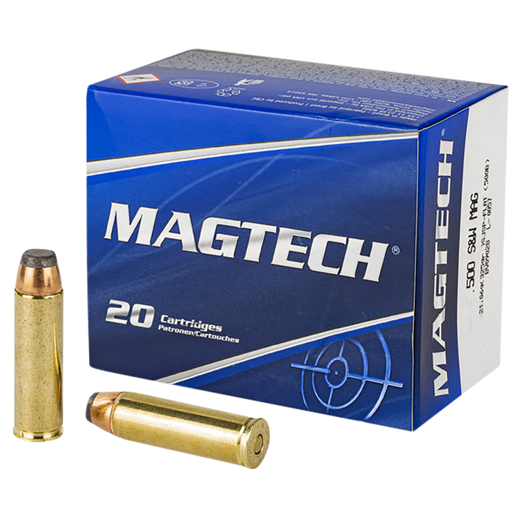 Magtech 500 S&W 325 Grain Semi Jacketed Soft Point Flat Brass Cased - Pistol Ammo  -  20RD Box - 500B