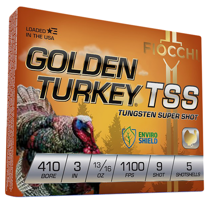 Fiocchi Golden Turkey TSS .410 13/16oz 3in #9 Shot - Shotgun Ammo - 5RD Box - 410TSS9