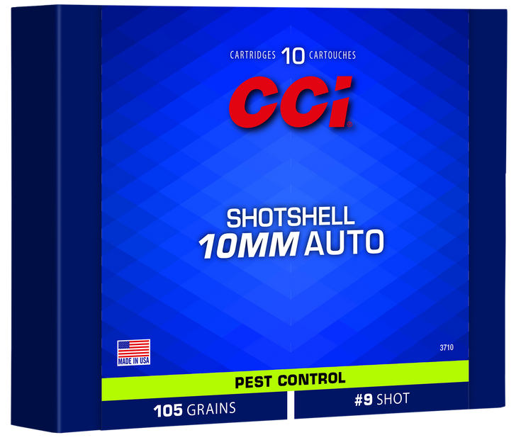 CCI  -  Pest Control Shotsell 10mm Auto 105 Grain Brass - Pistol Ammo - 10RD Box - 3710