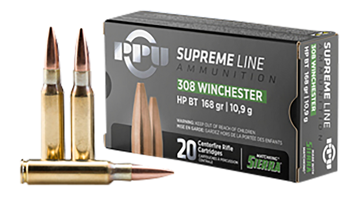PPU  .308 Winchester 168 Grain Sierra MatchKing BTHP  - 20RD Box - PPMK308