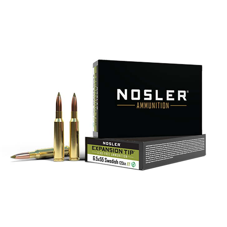 Nosler Expansion Tip 6.5x55mm Swedish 120 Grain Spitzer Brass Cased - Rifle Ammo - 20RD Box - 40015