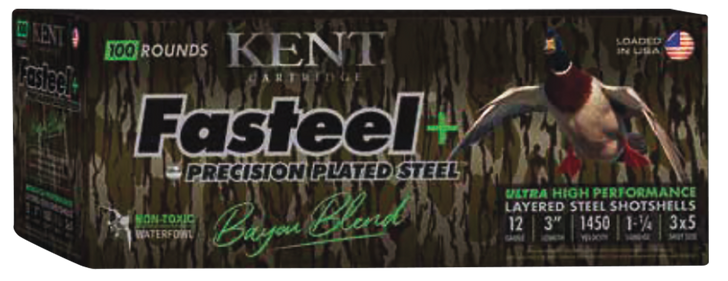 Kent Cartridge Fasteel +, Kent Cc123fsp363x5 Bayou B 12 3  3&5    11/4 200rd