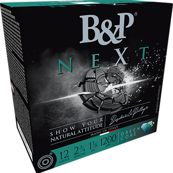 B&p Ammunition Next, B&p 12b18nx7  Next 12g 1 1/8 Oz Green Core   25/10