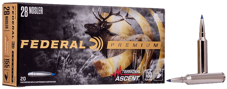 Federal TERMINAL ASCENT .28 Nosler 155 Grain Terminal Ascent - Rifle Ammo - 20RD Box - P28NTA1