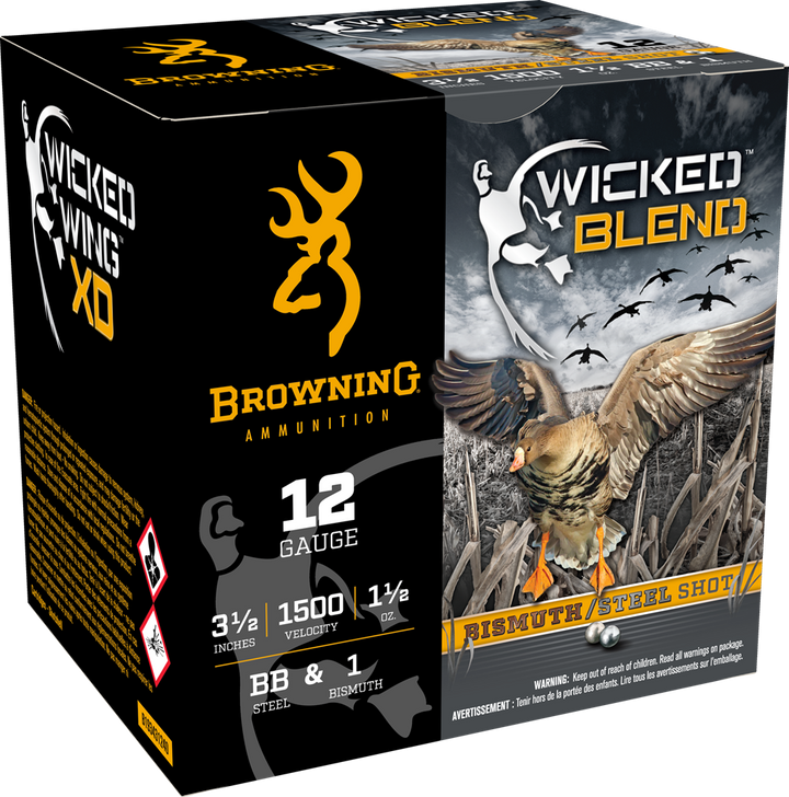 Browning Ammo Wicked Blend, Brna B193431240 12g 3-1/2in 1-1/2 Bb&1bi  25/10