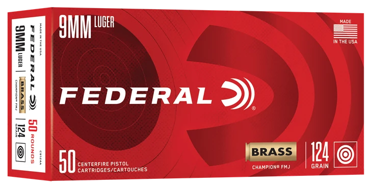 Federal , Fed C9124a      9mm 124gr Fmj Champion Brass