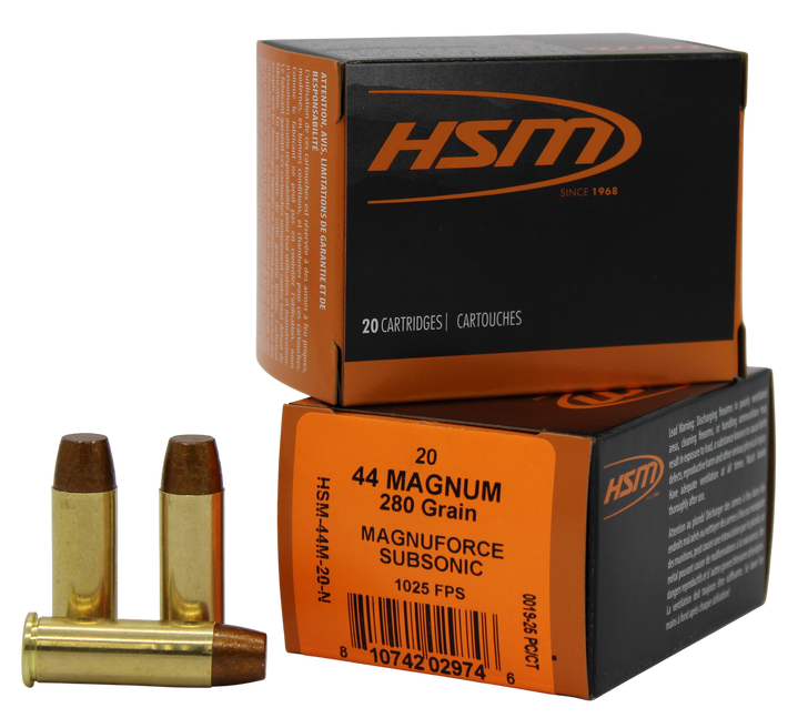 HSM Subsonic .44 Rem Mag 280 Grain - Hard Cast Lead - Pistol Ammo  -  20RD Box