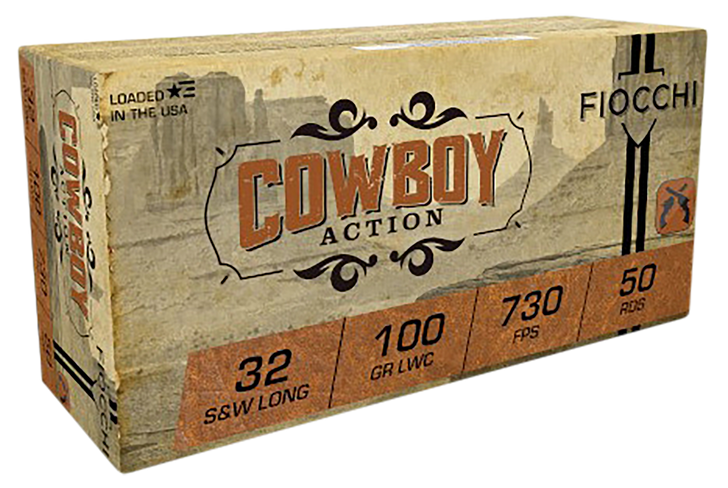 Fiocchi Cowboy Action .32 S&W Long 100 Grain LWC Brass - Pistol Ammo  -  50RD Box - 32LA