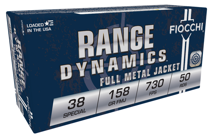 Fiocchi Range Dynamics .38 Special 158 Grain FMJ Brass - Pistol Ammo  -  50RD Box - 38GFOA