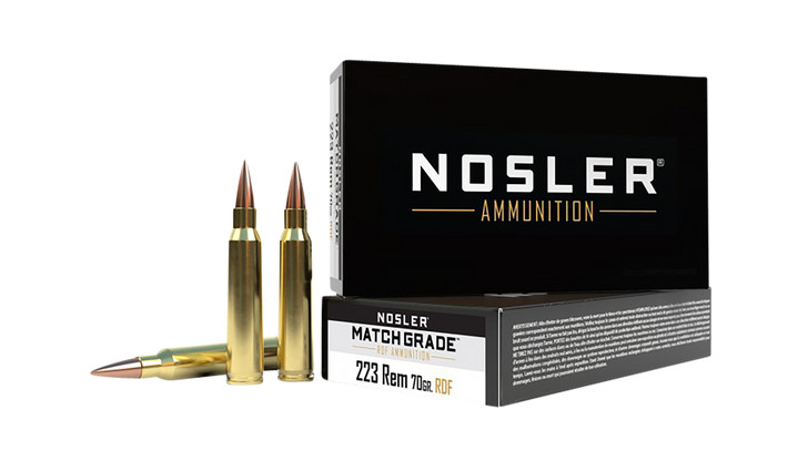 Nosler Match Grade .223 Remington 70 Grain Hollow Point Boat Tail Brass Cased - Rifle Ammo - 20RD Box - 60130