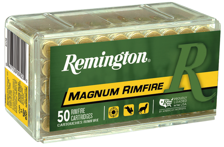 Remington Magnum Rimfire .22 Winchester Magnum Rimfire 40 Grain Pointed Soft Point Brass Cased - Rimfire Ammo - 50RD Box - 21172