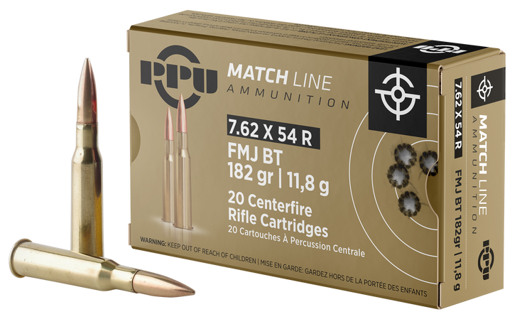 PPU Match 7.62x54R - 182 Grain - FMJ -  - 20RD Box - PPM7