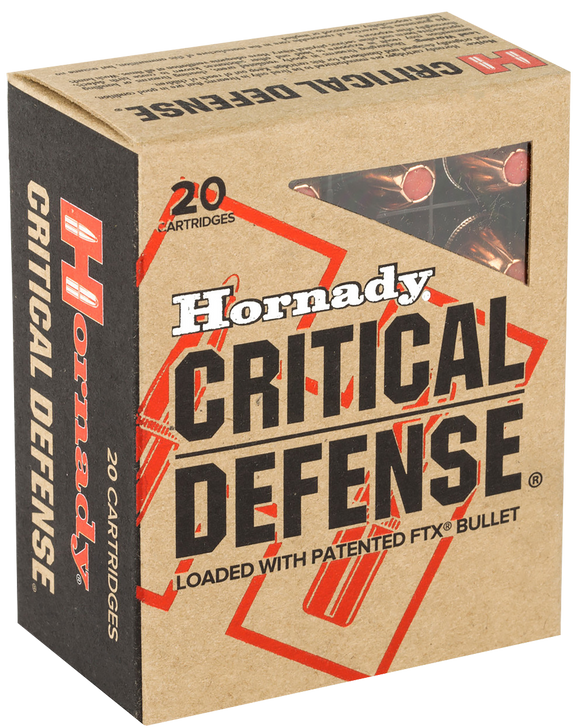 Hornady Critical Defense .45 ACP 185 Grain Flex Tip EXpanding Brass Cased  -  Pistol Ammo  -  20RD Box - 90900
