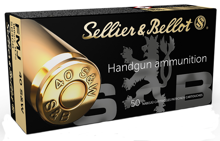 Sellier & Bellot 40 S&W 180 Grain - FMJ - Brass Cased - Pistol Ammo  -  50RD Box - SB40B
