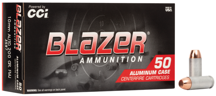 CCI  -  Blazer 10mm Auto 200 Grain - FMJ - Aluminum  -  Pistol Ammo  -  50RD Box - 3597
