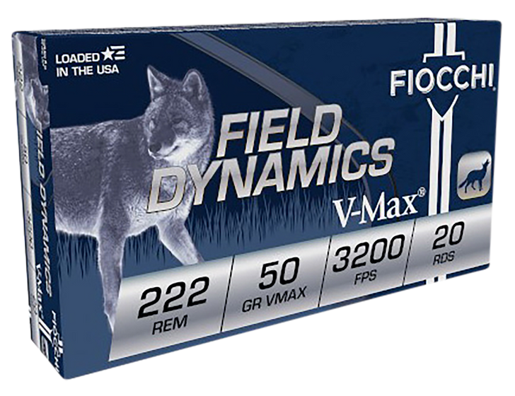 Fiocchi Field Dynamics .222 Remington 50 Grain VMAX Rifle Ammo - 20RD Box - 222HVA