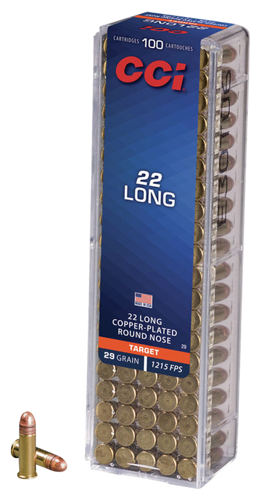CCI  -  .22 Long 29 Grain Jacketed Soft Point Brass - Rimfire Ammo - 100 Rounds - 29