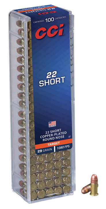 CCI  -  .22 Short 29 Grain LRN Brass - Rimfire Ammo - 100 Rounds - 27