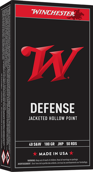 Winchester USA  .40 S&W 180 Grain - JHP - Brass Cased  -  Pistol Ammo  -  50RD Box - USA40JHP