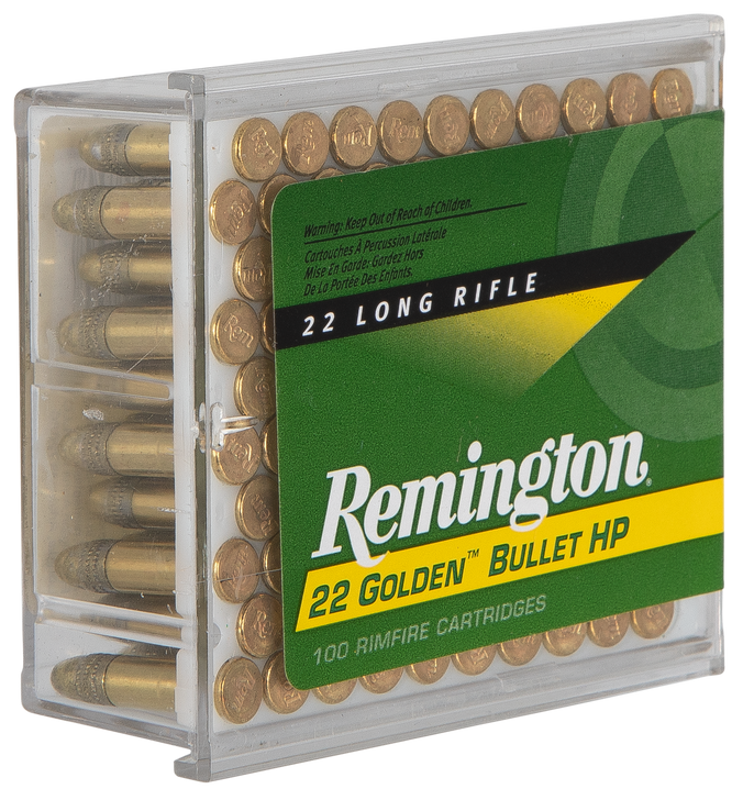 Remington 22 Golden Bullet .22 Long Rifle 36 Grain Plated Hollow Point Brass Cased - Rimfire Ammo - 100 Rounds - 21278