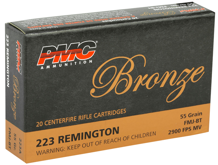 PMC .223 Remington - 55 Grain  -  FMJ  -  Boat Tail - Brass Case - 20RD Box