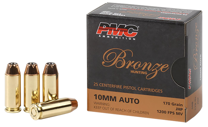 PMC  10mm Auto 170 Grain - JHP - Brass Cased - Pistol Ammo  -  25RD Box - 10B