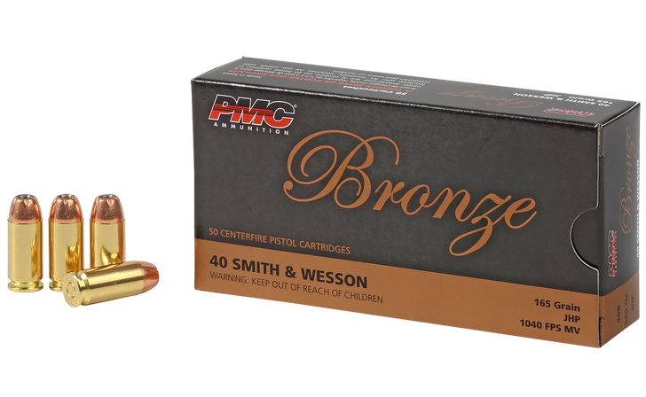 PMC  .40 S&W 165 Grain - JHP - Brass Cased - Pistol Ammo  -  50RD Box - 40B