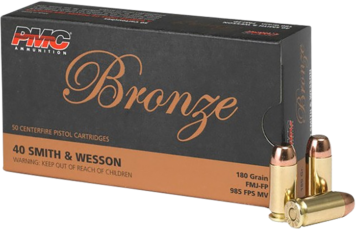 PMC  - .40 S&W - 180 Grain - FMJFN - Brass Case -  - Pistol Ammo  -  50RD Box Box - 40E