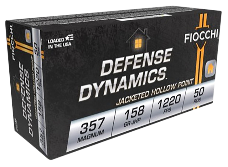 Fiocchi Defense Dynamics .357 Magnum 158 Grain JHP Brass Cased - Pistol Ammo  -  50RD Box - .357B