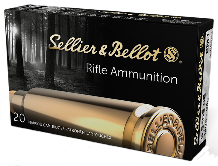 Sellier & Bellot 6.5x55mm Swedish - 140 Grain - FMJ - Rifle Ammo - 20RD Box - SB6555C