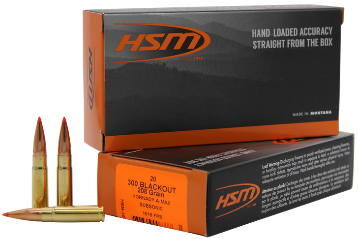 HSM  -  Match .300 AAC Blackout 208 Grain Spitzer Boat Tail  - 20RD Box - 300BLK1N