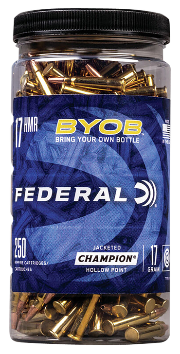 Federal BYOB .17 Hornady Magnum Rimfire 17 Grain - JHP  -  Rimfire Ammo - 20RD Box - 770BTL250