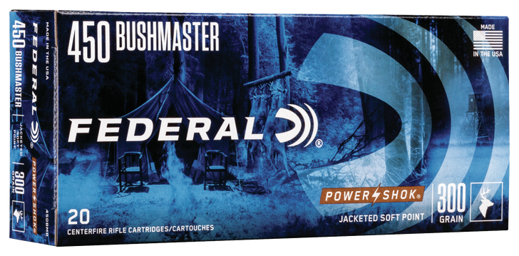 Federal Power-Shok .450 Bushmaster 300 Grain - JHP  -  Rifle Ammo - 20RD Box - 450BMB