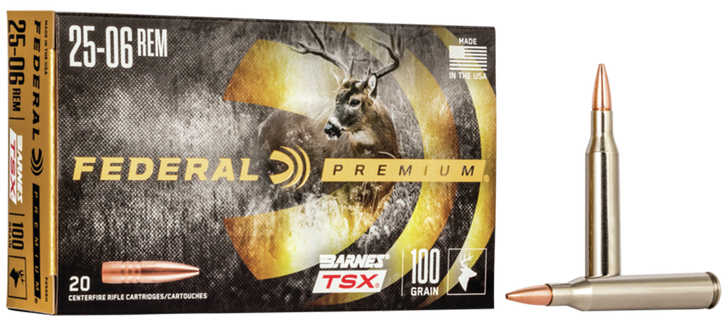 Federal BARNES TSX .25-06 100 Grain Barnes Triple-Shock X - Rifle Ammo - 20RD Box - P2506H