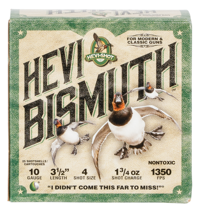 HEVI-Shot HEVI-BISMUTH WATERFOWL 10 Gauge 1 3/4oz 3.5in #4 - Shotgun Ammo - 25RD Box - HS15504