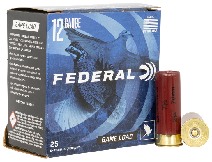 Federal Game Load Upland 12 Gauge 1oz 2 3/4' Shotgun Ammo - 7.5 Shot - 25RD Box - H121 7.5