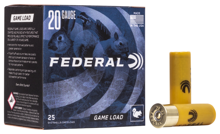 Federal Game Load Upland 20 Gauge 7/8oz 2 3/4' Shotgun Ammo - 7.5 Shot - 25RD Box - H200 7.5