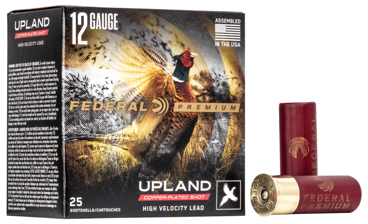 Federal Wing Shok 12 Gauge 1 1/8oz Upland High Velocity - Shotgun Ammo - 7.5 Shot - 25RD Box - P128 7.5
