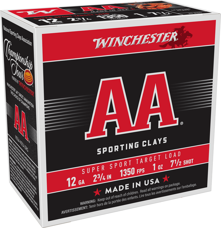Winchester AA 12 Gauge 1 Oz 2.75in - #7.5 Shot Shotgun Ammo - 25RD Box - AASCL127