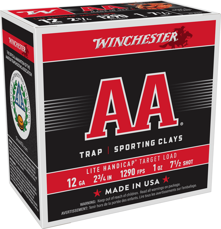 Winchester AA 12 Gauge 1 Oz 2.75in - #7.5 Shot Shotgun Ammo - 25RD Box - AAHLA127