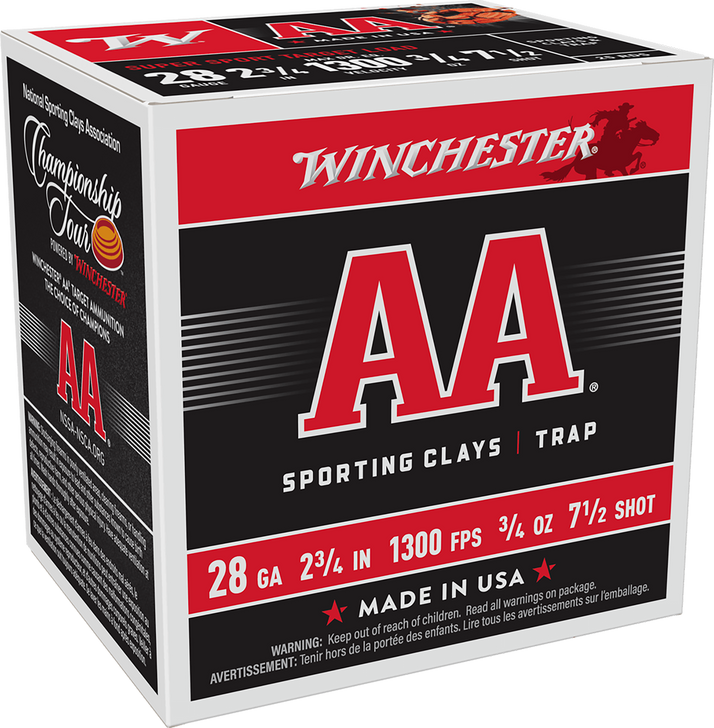 Winchester AA 28 Gauge 3/4 Oz 2.75in - 7.5 Shot Shotgun Ammo - 25RD Box - AASC287