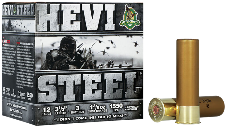HEVI-Shot HEVI-Steel 12 Gauge 1-3/8oz 3.5in #3 - Shotgun Ammo - 25RD Box - HS65003