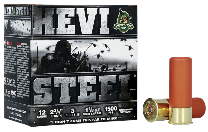 HEVI-Shot HEVI-Steel - 12 Gauge - 2 3/4" - 1 1/8 Oz. Shotshells - 25RD Box