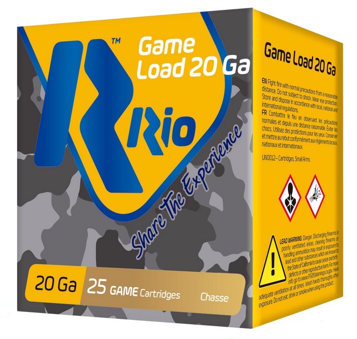 RIO  -  RC208 Game Load 20 Gauge 2.75 1 Oz 8 Shot - 25RD Box