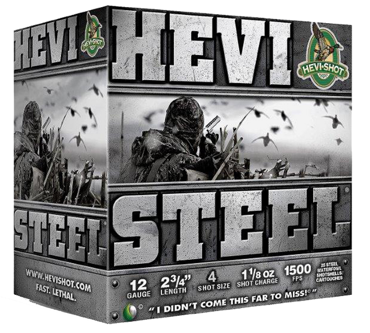 HEVI-Shot HEVI-Steel 12 Gauge 1-1/8oz 2.75in #4 - Shotgun Ammo - 25RD Box - HS61224
