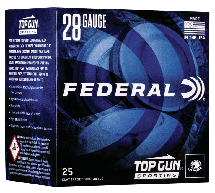 Federal Top Gun 28 Gauge 3/4oz Sporting - Shotgun Ammo - 7.5 Shot - 25RD Box - TGS2821 7.5